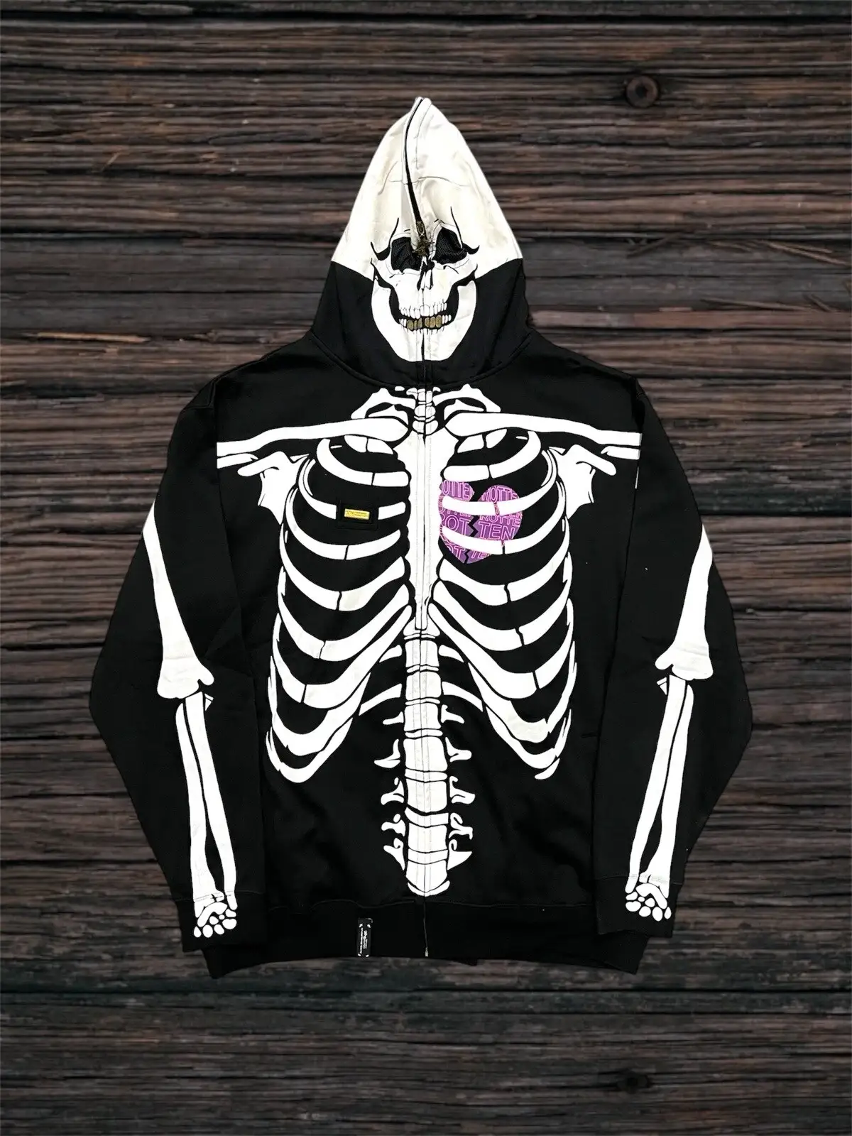 Dark Halloween Skeleton Bones Men Long Sleeve Hooded Cardigan Sweatshirt Fall Winter Fashion Funny Fear